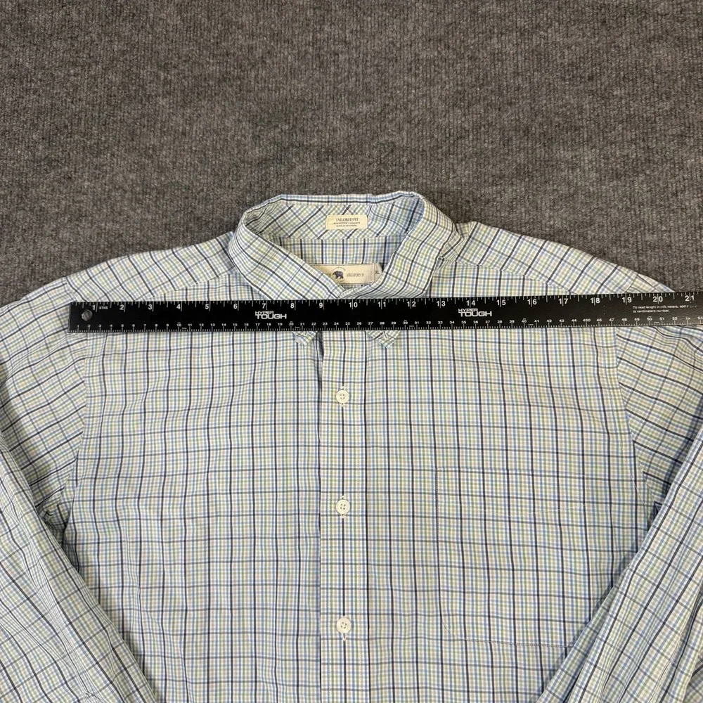 Onward Reserve Shirt Mens Extra Large Blue Green Plaid Tailored Fit Non Iron